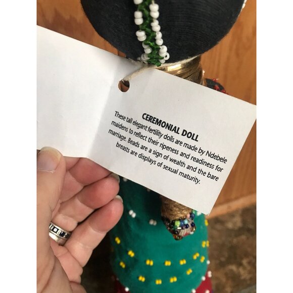 Vintage Handmade Ndebele doll Made In South Africa With Original Tag 18" - Picture 3 of 10